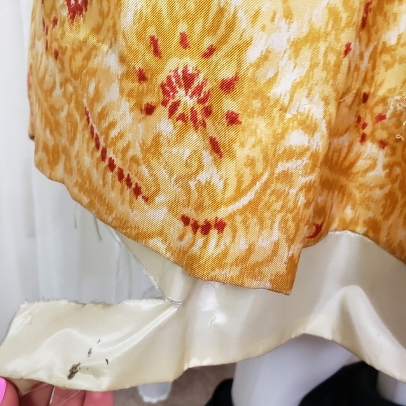 Vintage  B. Altman poof dress tulle layered yellow gold red floral square neck - Picture 12 of 16